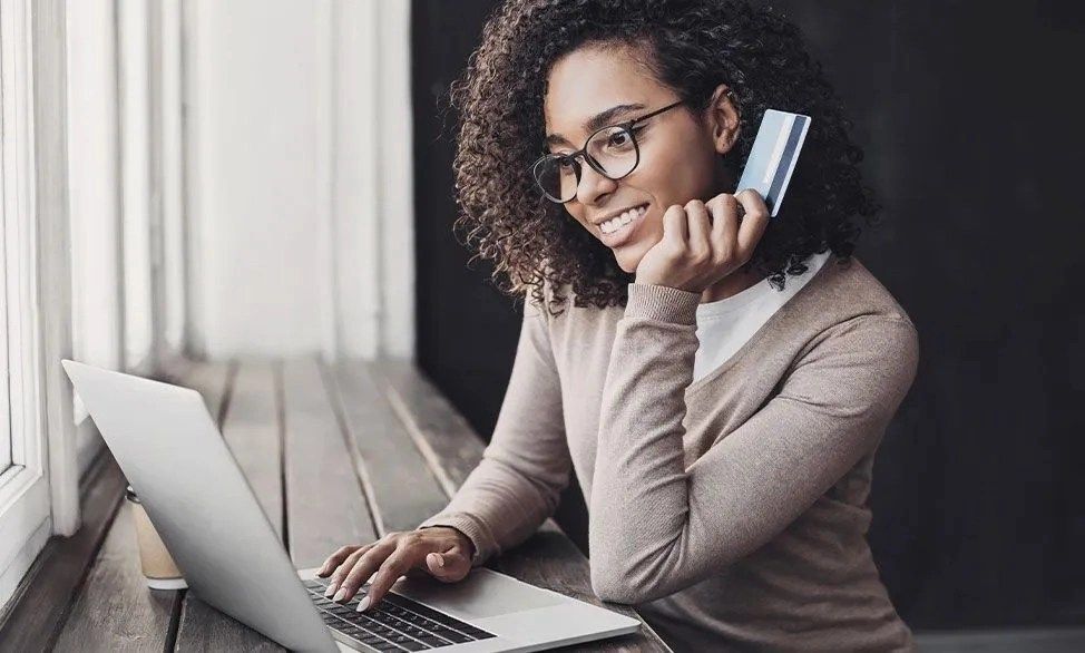 Woman using her laptop